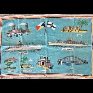 Vintage ULSTER Pacific Orient Boat Ship Liner Irish Linen Towel